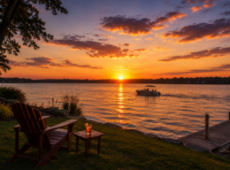 Sunset and lake displaying the beauty of lake county